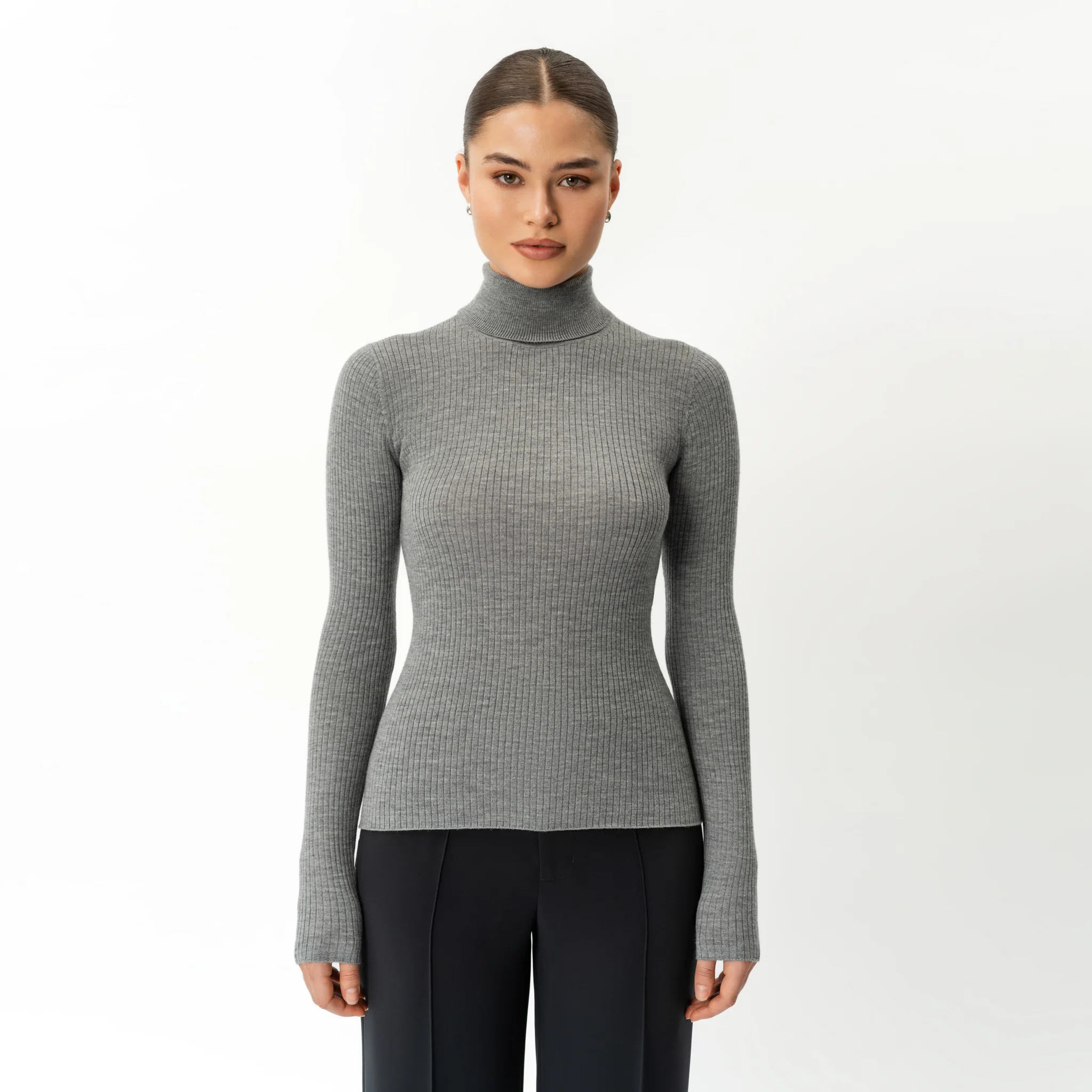 Merino Wool Ribbed Turtleneck
