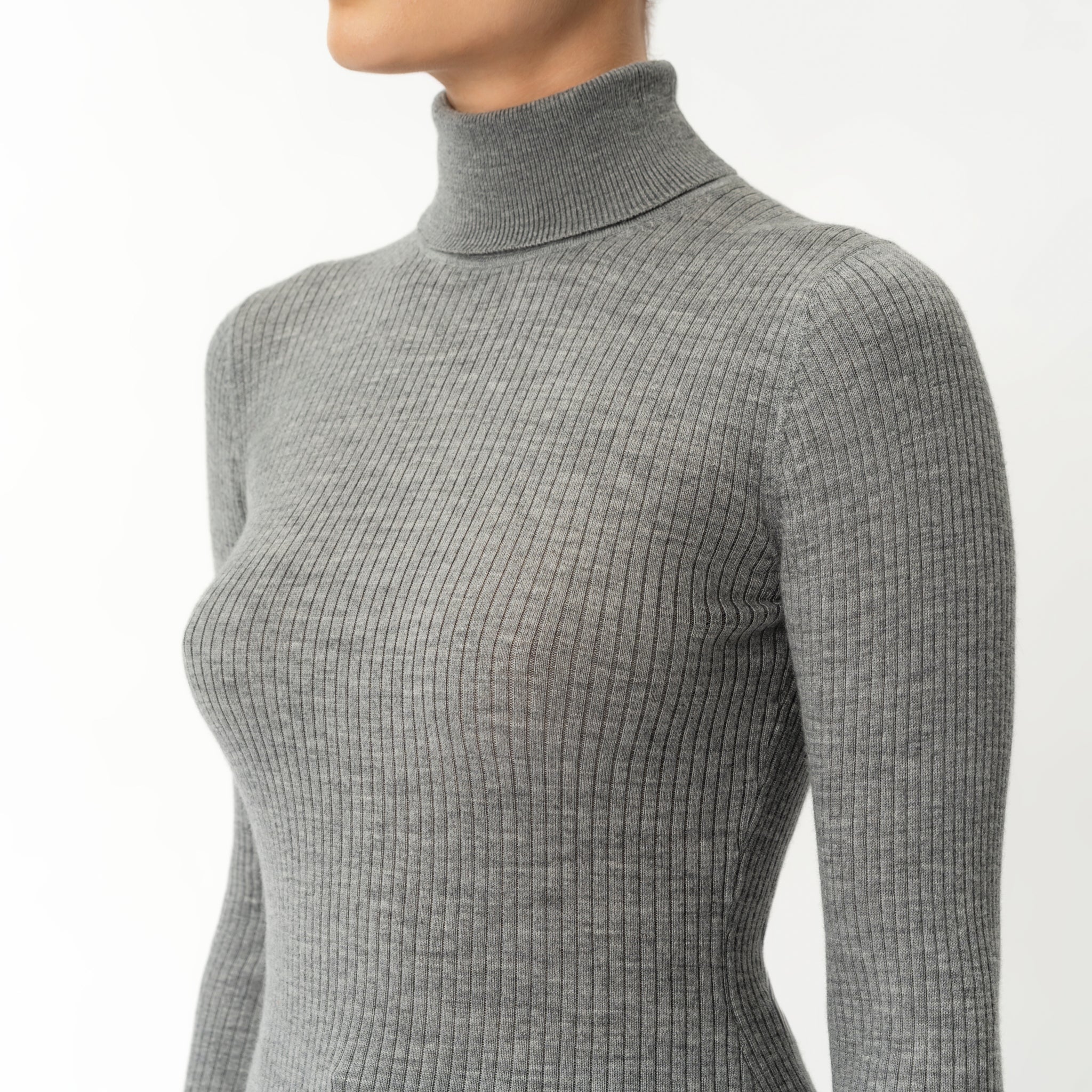 Merino Wool Ribbed Turtleneck - Image 2
